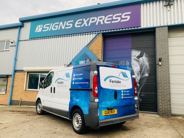 Van Partital Wrap Fenlake Construction Signs Express Bedford