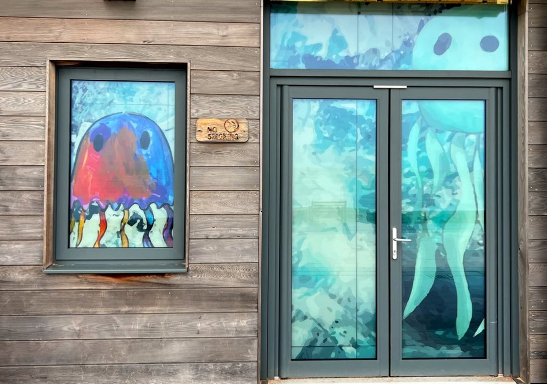 Full Colour Digital Printed Window Graphics With Octopus Design 