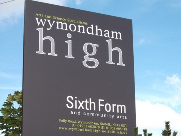 Wymondham High School Monolith Entrance Sign Norwich