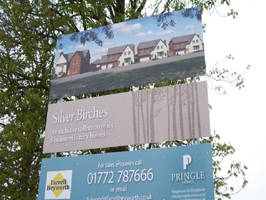 Post Mounted Site Signage Housing Development Preston