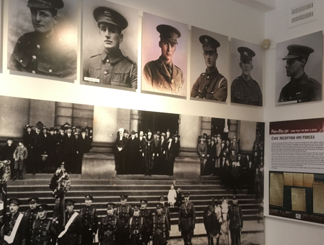 Exhibition display for the first world war at Lancaster museum