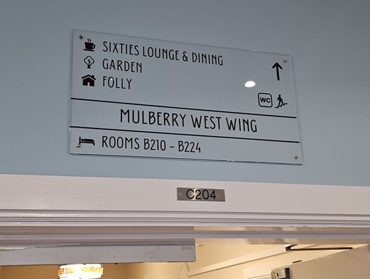 Cedar Care Homes Interior Acrylic Wayfinding