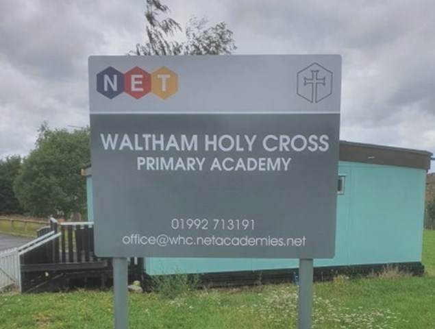 Main School Sign For Waltham Holy Cross Academy