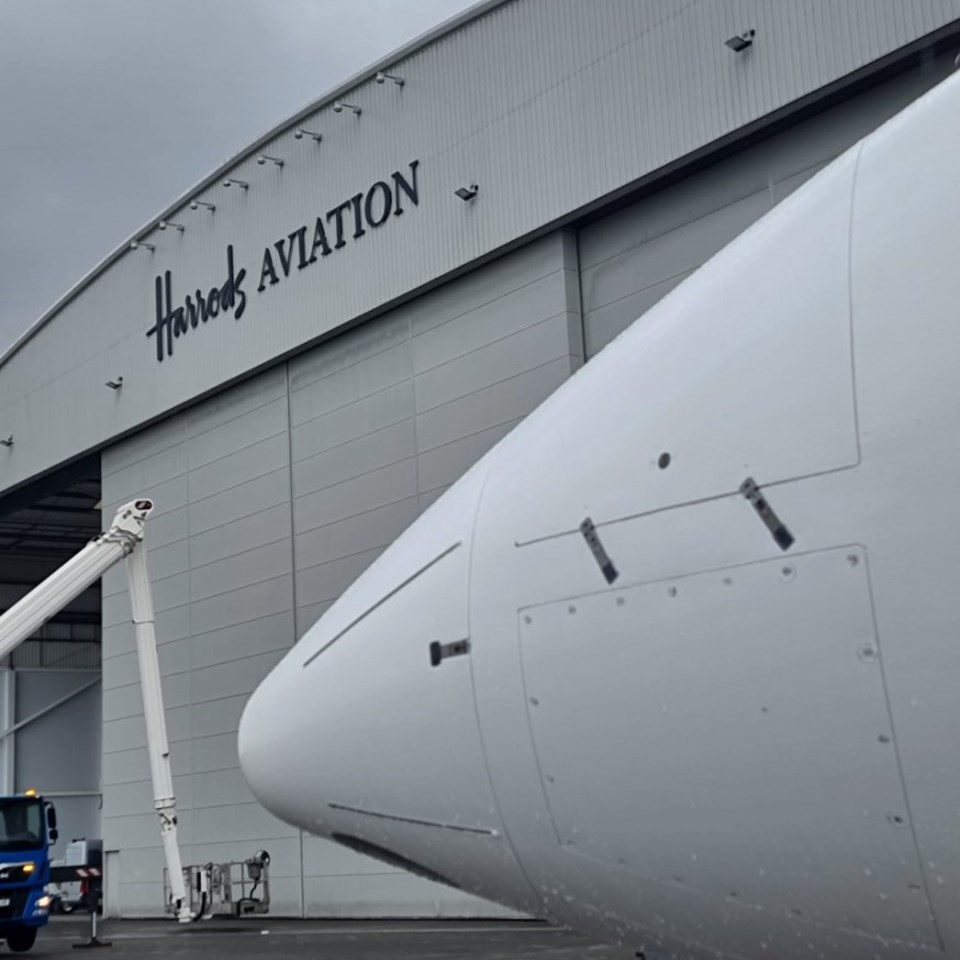 Airside Stansted Airport Harrods Aviation Main Hangar Sign