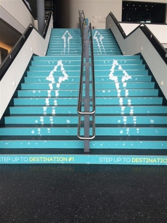 Application Of Phototex Onto Stairs Internal Floor Graphics Gateshead