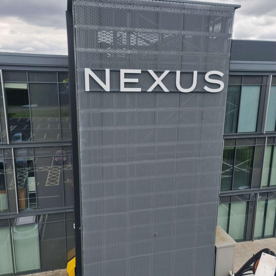 NEXUS External 3D Lettering Installed At High Level By Signs Express Harlow