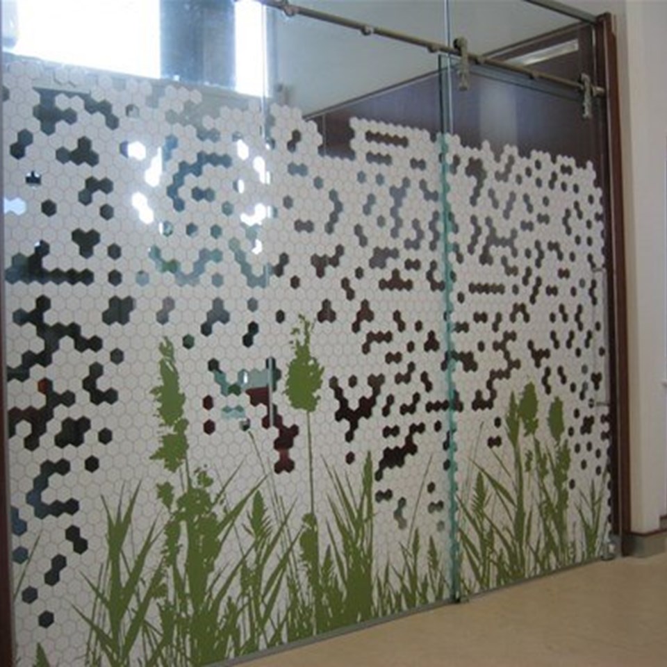 94 542 The Double Sided Sliding Door Graphics Were Digitally Printed And Computer Cut In Three Panels With