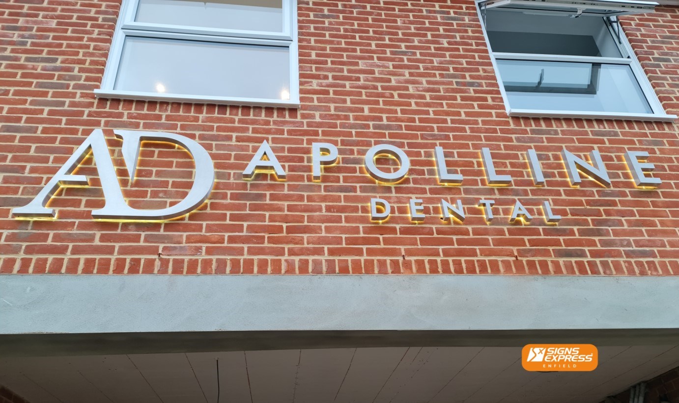 Halo Lit Illuminated Signage Apolline Dental Chingford By Signs Express Enfield