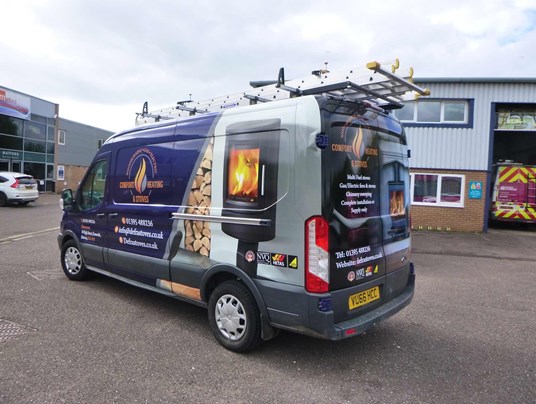 Comfort Heating & Stoves May 2023 (2) Ford Transit L3H2 Digitally Printed Partial Wrap
