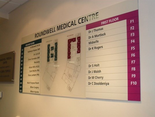 Interior Directory Board For Roundwell Medical Norwich