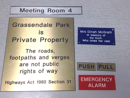 A Range Of Engraved Notices Manufactured In Our Dedicated Production Facility
