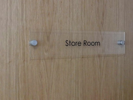 Interior Signs Clear Acrylic Door Sign With Polished Edges And Black Vinyl Cut Text For Troy, Exeter