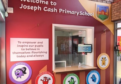 New reception area graphics for Joseph Cash School Coventry