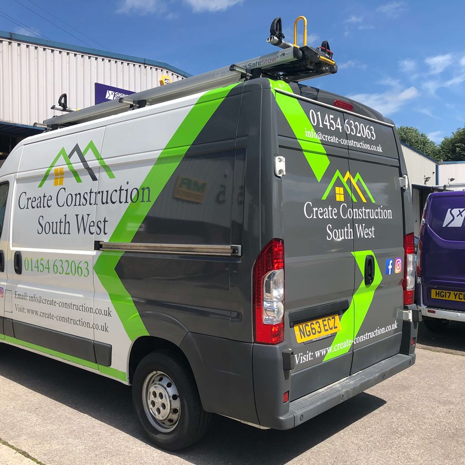 Create Construction Pilning Van Wrap Rear