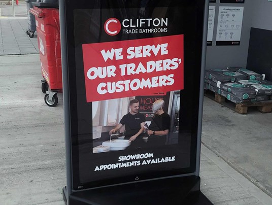 Large Pavement Sign Clifton's Bathrooms Bolton