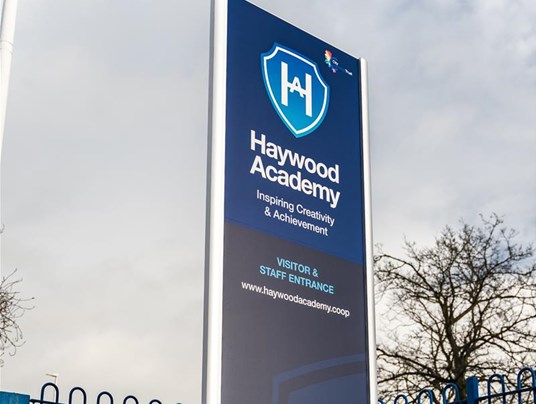 Signs Express Stoke Haywood Academy Totem Monolith Sign